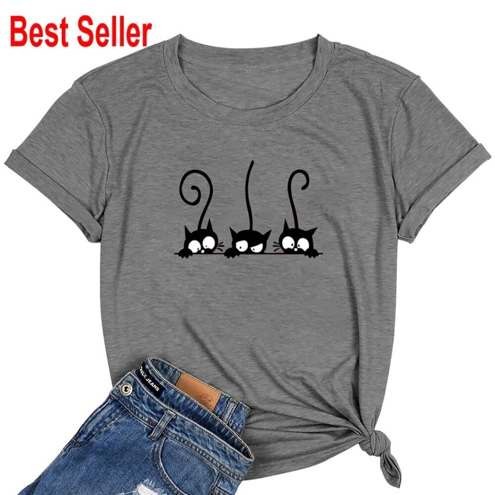 Women's Cotton Heart Graphic Short Sleeve T-Shirt Casual Summer Top